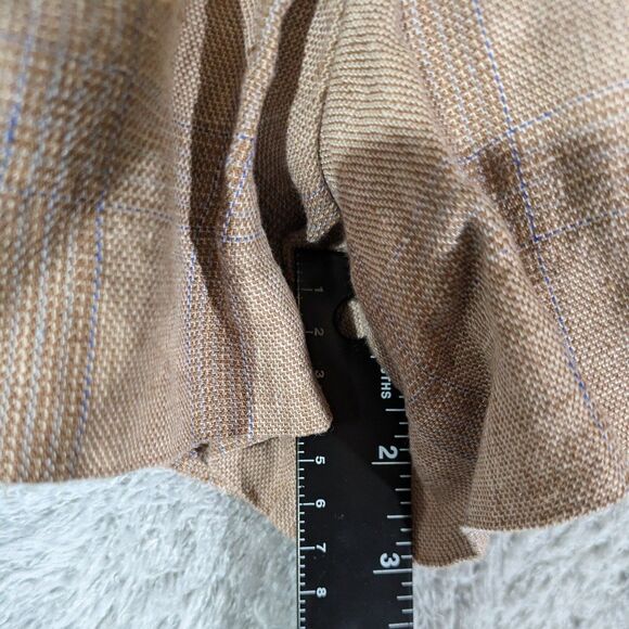 Plaid 100% linen shorts by MNG Mango Size 10 tweed preppie academia grandpa - Picture 5 of 9